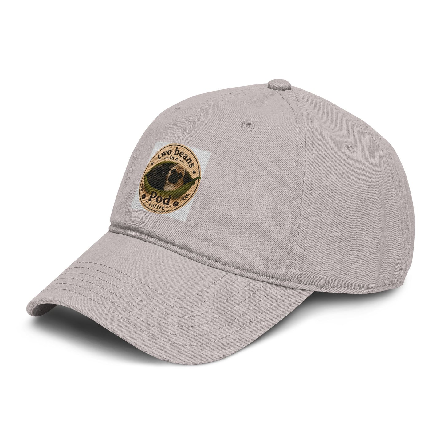 Washed Baseball Cap with 'Two Beans in a Pod' Coffee Patch