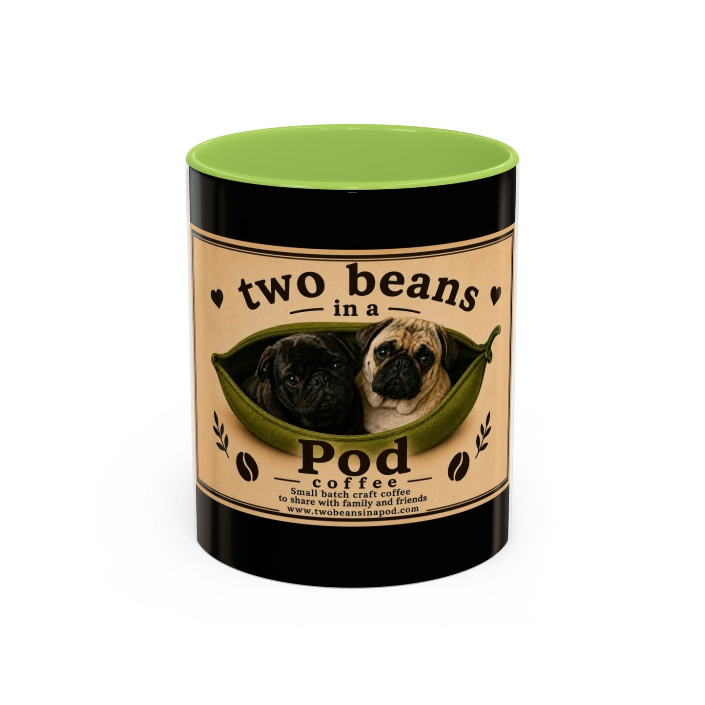Two Beans in a Pod Coffee Mug — Cute Pug Coffee Cup (11/15oz)