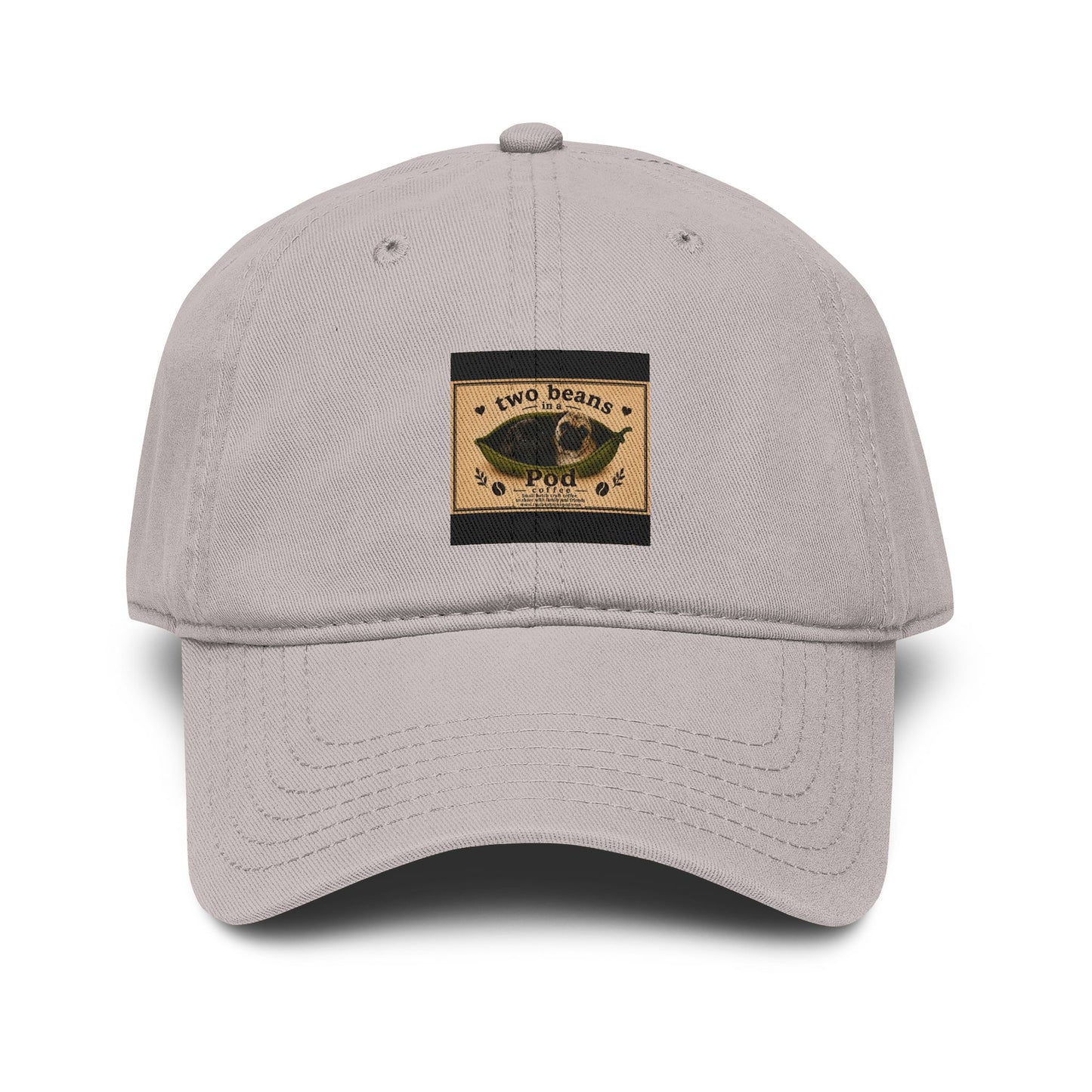 Washed Baseball Cap — Vintage 'two beans pod co' Embroidered Patch