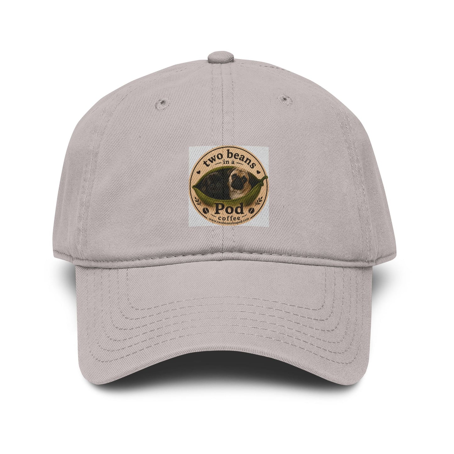 Washed Baseball Cap with 'Two Beans in a Pod' Coffee Patch